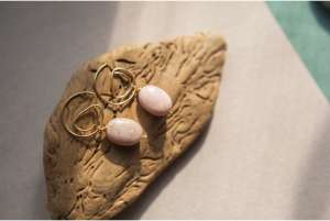 common pink opal earrings